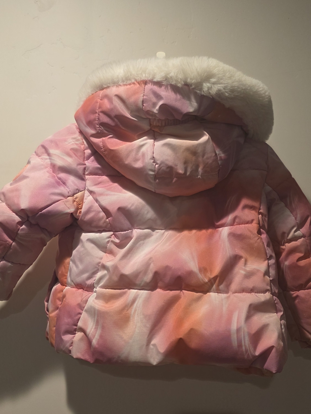 Gerry Toddler Girls Pink Tie-Dye Puffer Jacket Faux Fur Hood Size 2T - Picture 7 of 12